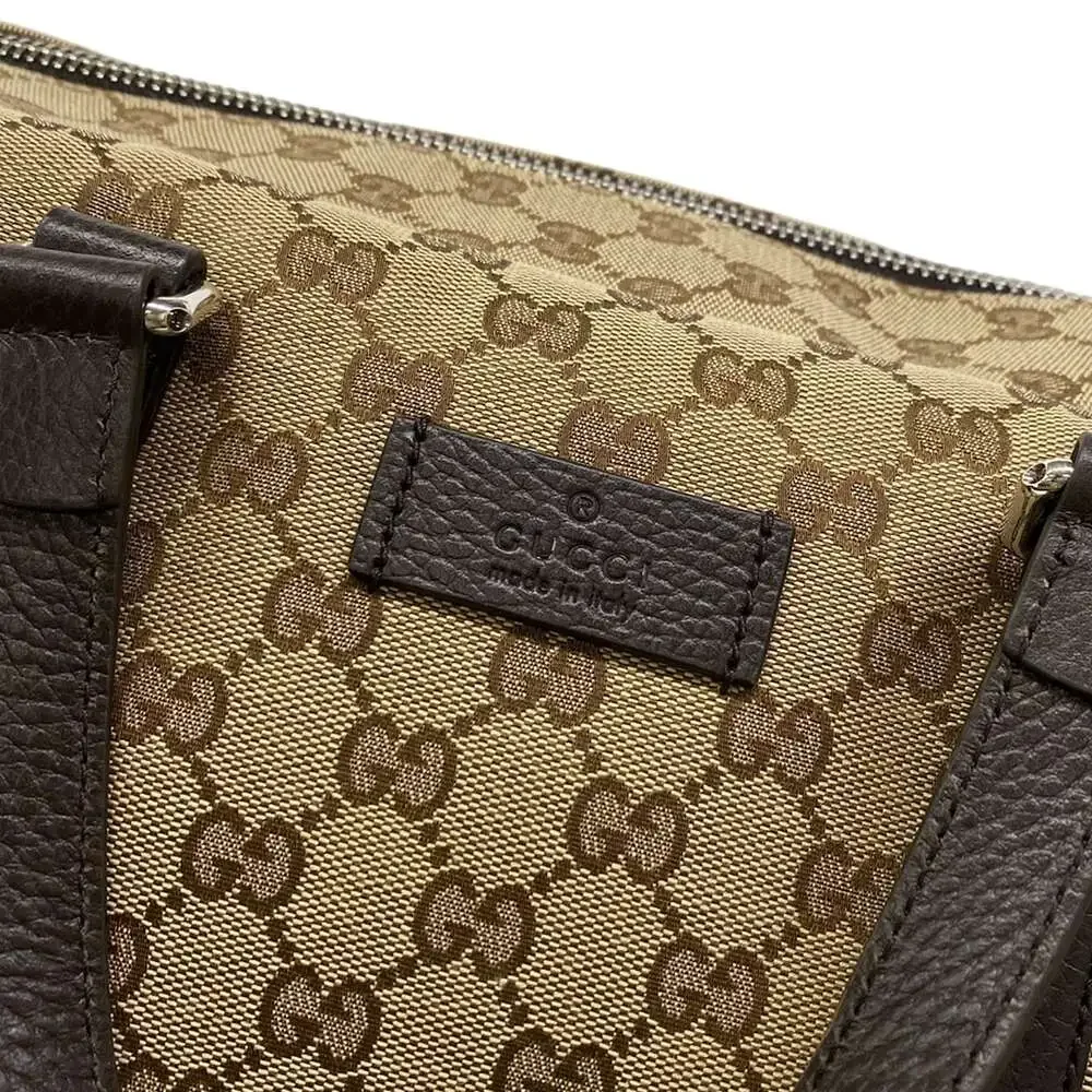Gucci GG Boston Bag 449167 Beige Dark Brown Jacquard Leather